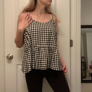 black/white peplum tank